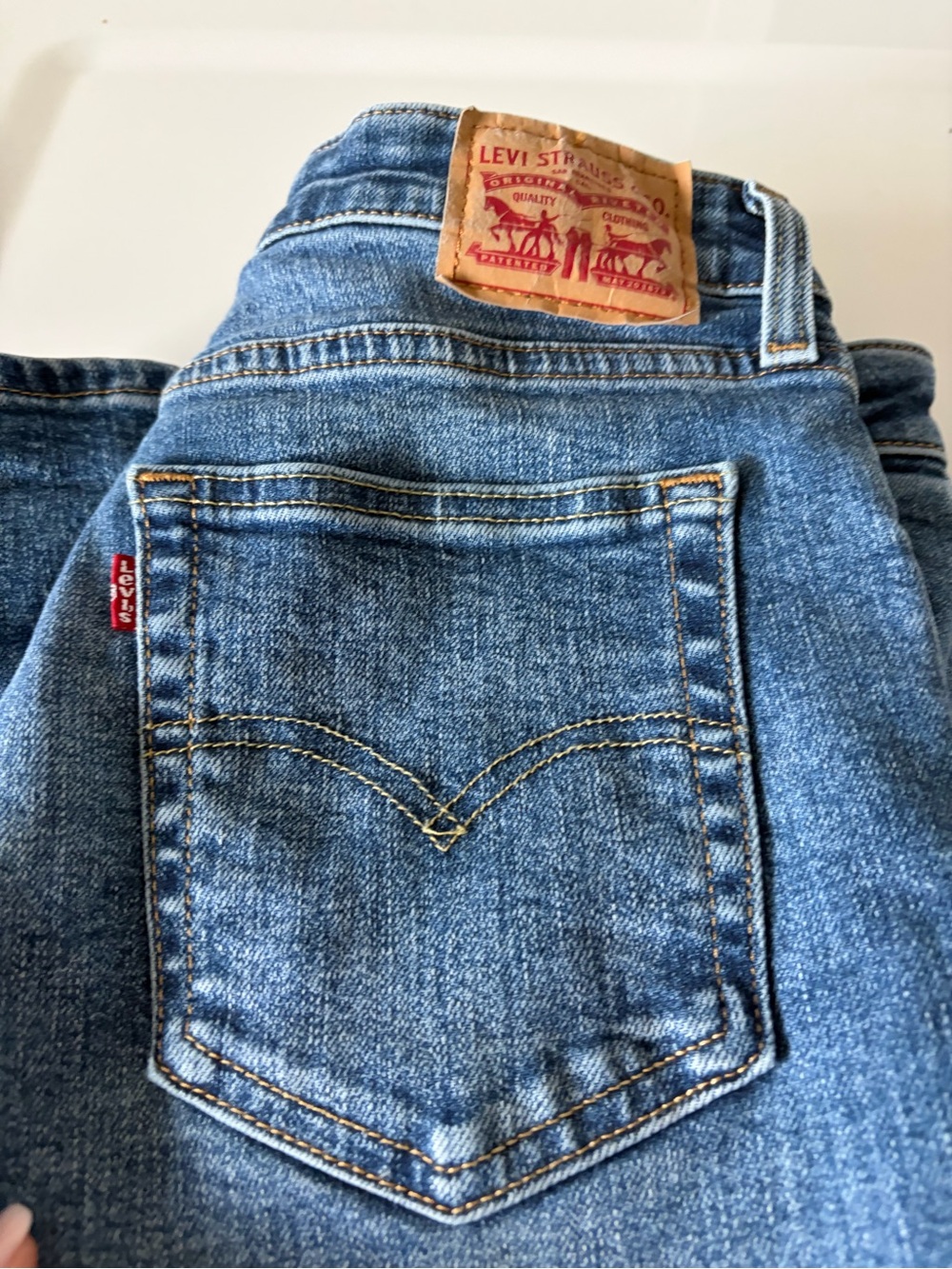 Levi's Women’s Medium Blue Denim Jeans with Tan Leather Patch